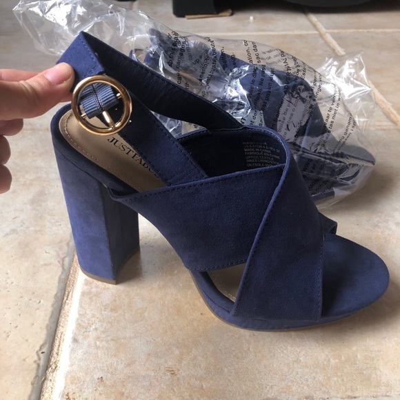 Deep blue JustFab strappy heels - Picture 1 of 6